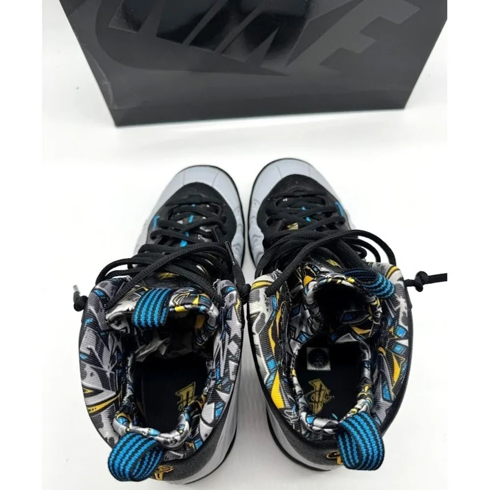 Nike Little Posite One Graffiti Youth Sz 7Y/ Women's Sz 8.5 Wolf Grey 644791-009